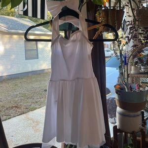 Weissman small white dance dress with leotard and bow clip